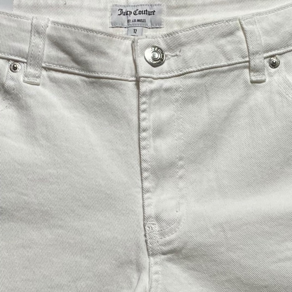 Juicy Couture White Denim Shorts 12 NWT Stretch Jean Shorts Y2K Preppy - Picture 4 of 8